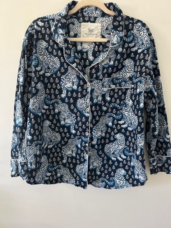 Printfresh Other - Printfresh Tiger Queen Pajama Top M Navy & White Organic Cotton